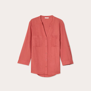 chemise manches 34 contenant du lin vieux rose femme Chemise manches 3/4 contenant du lin vieux rose femme