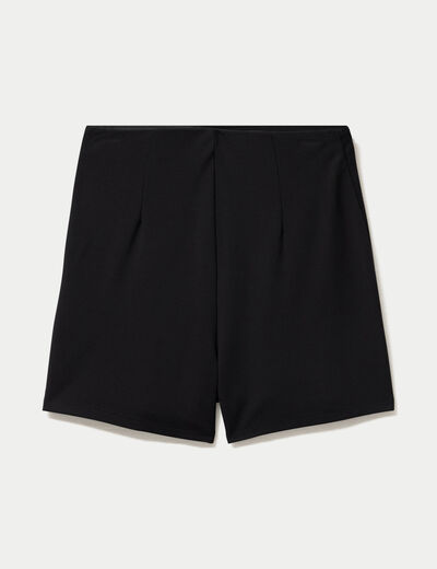 Jupe-short trap&egrave;ze en maille noir femme