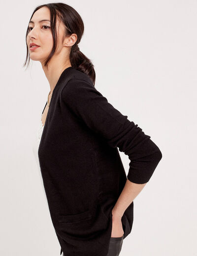 Gilet manches longues noir femme