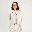Veste brodée boutonnée ecru femme
