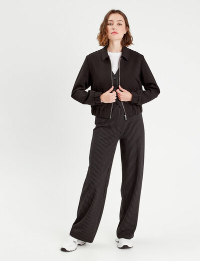 Pantalon jambe large noir femme