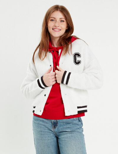 Gilet effet polaire ecru femme