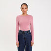 Body cintr&eacute; manches longues bateau vieux rose femme