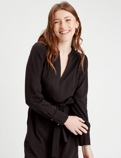 Robe droite ceinturée noir femme