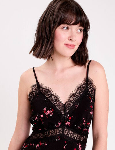 Robe &eacute;vas&eacute;e col v noir femme