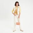 Pantalon straight velours ecru femme
