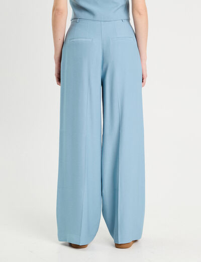 Pantalon large avec pinces bleu gris femme