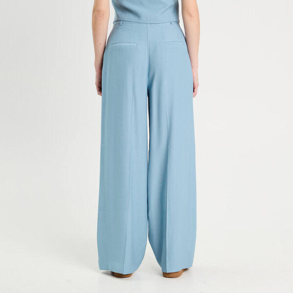 Pantalon large avec pinces bleu gris femme