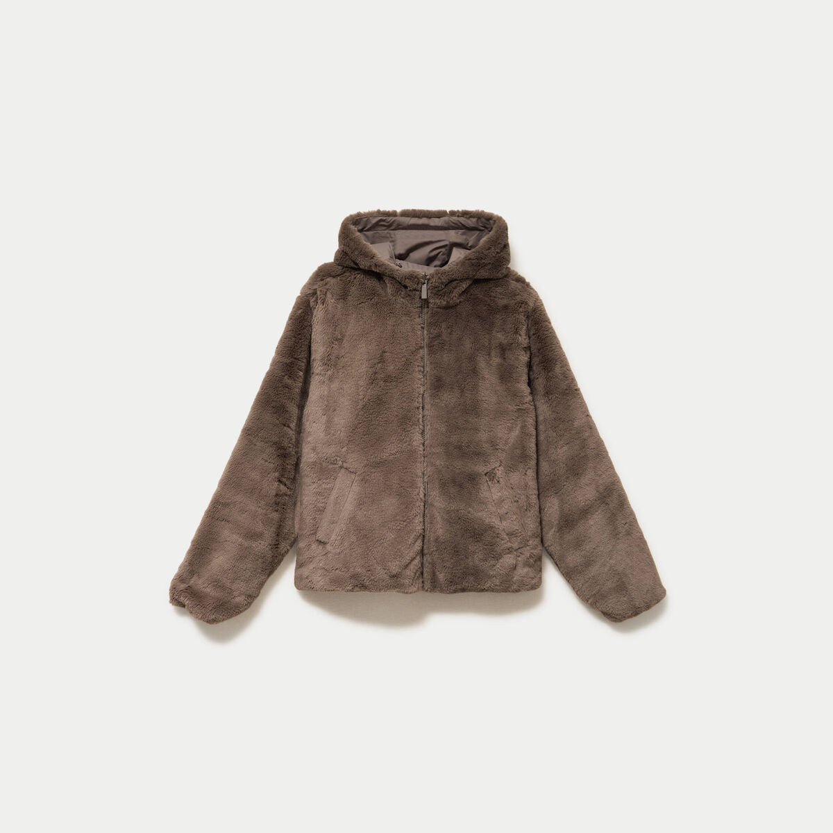 Parka r&eacute;versible &agrave; capuche taupe femme