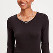 T-shirt uni à manches longues noir femme
