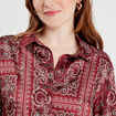 Chemise manches longues satin rouge femme