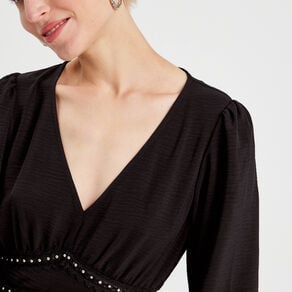 robe evasee avec bandes clous noir femme Robe évasée avec bandes clous noir femme
