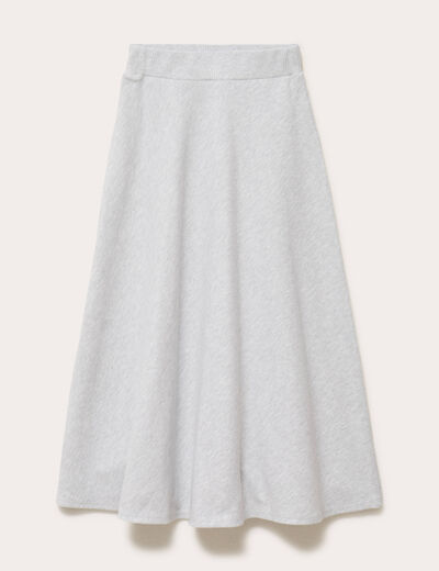 Jupe longue &eacute;vas&eacute;e en maille gris clair femme