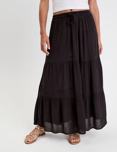 Jupe longue évasée noir femme