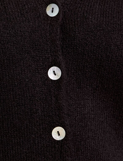 Gilet boutonné avec col en V noir femme