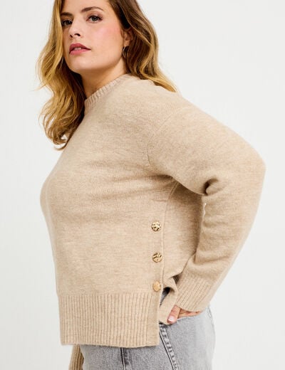 Pull manches longues beige femme