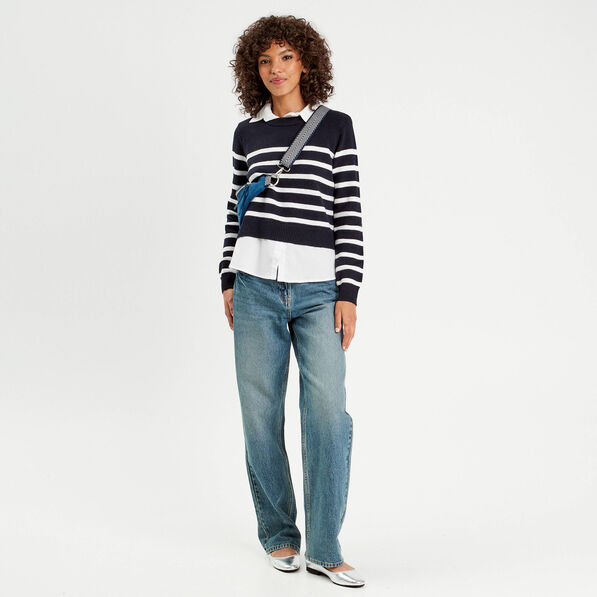 pull manches longues 2 en 1 ecru femme Pull manches longues 2-en-1 ecru femme