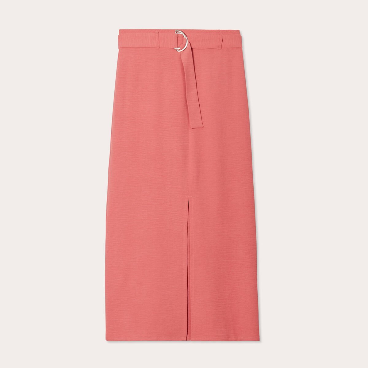 Jupe midi droite fendue vieux rose femme
