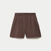 Short taille haute marron chocolat femme