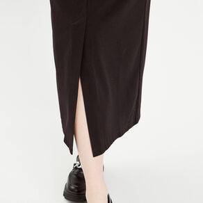 Jupe longue droite fendue noir femme