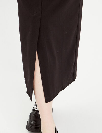 Jupe longue droite fendue noir femme