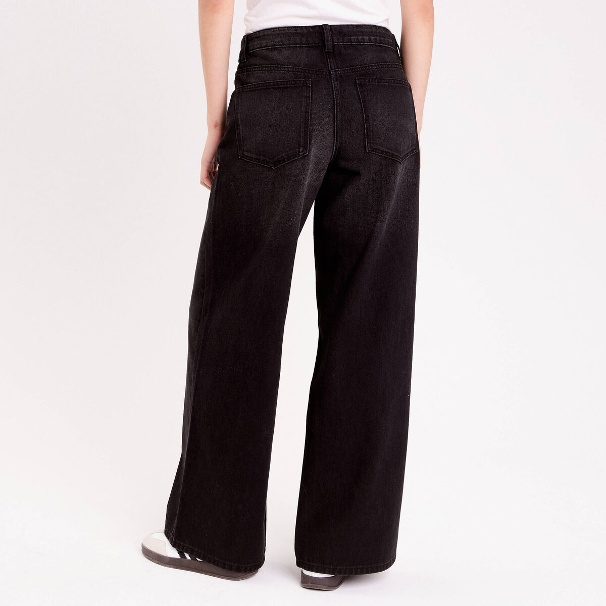 Jean wide leg taille standard denim noir femme