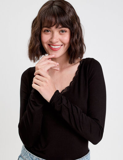 T-shirt manches longues noir femme