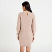Robe pull ajust&eacute;e col rond dentelle taupe femme