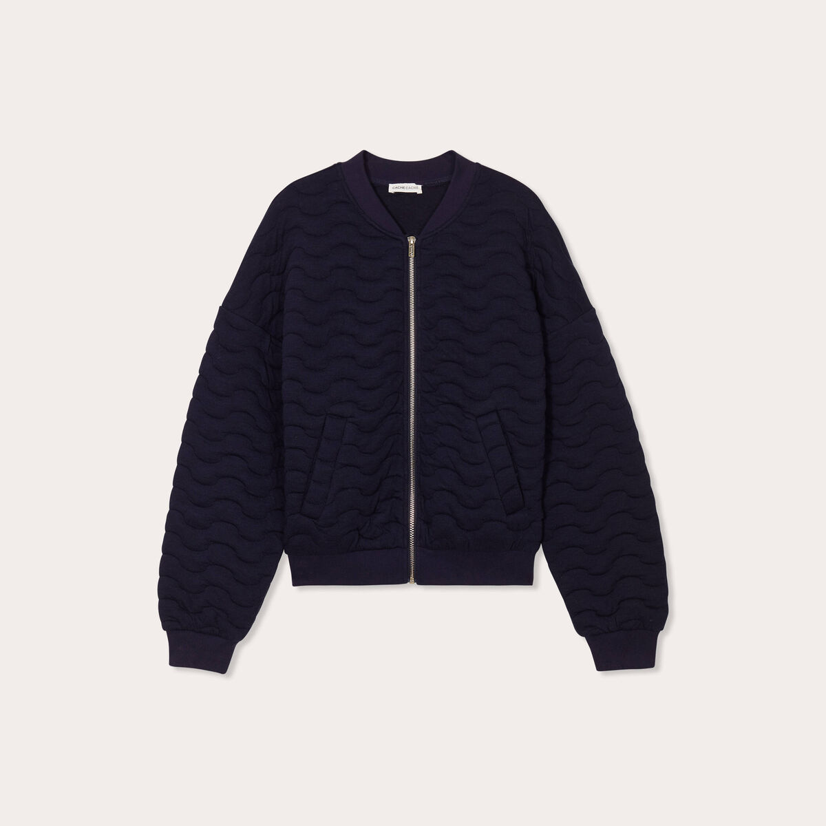 Veste matelassé zippé bleu marine femme