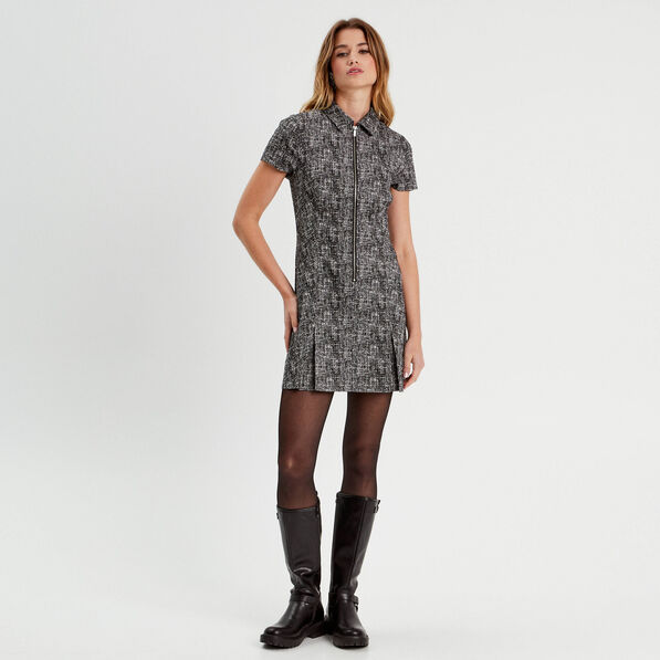 Robe droite zippée noir femme