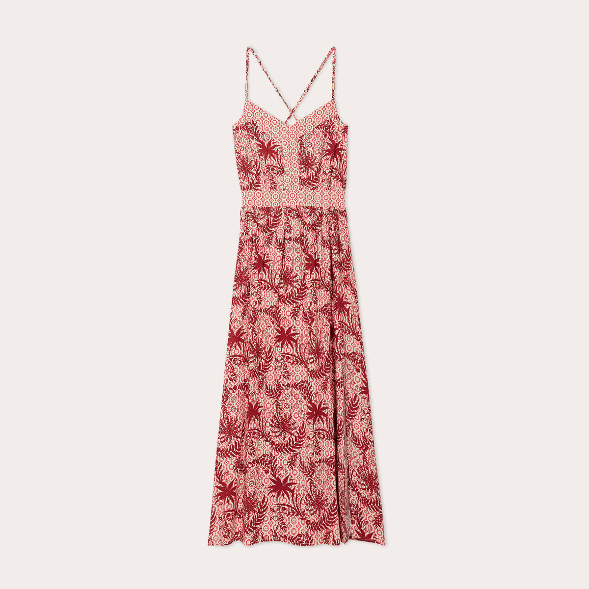 Robe longue évasée bretelles blanc femme