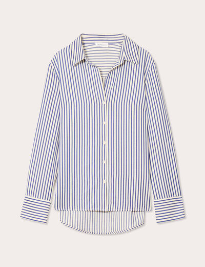 Chemise manches longues bleu marine femme