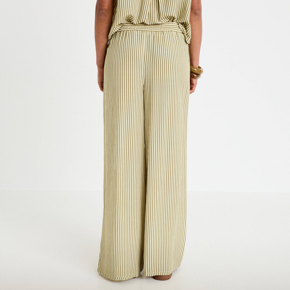 Pantalon large taille standard jaune femme