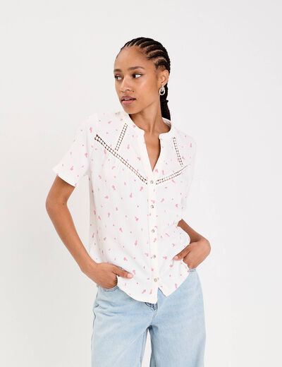 Blouse manches courtes blanc femme