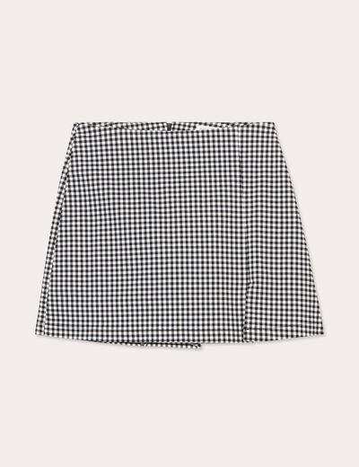 Jupe-short trapèze stretch noir femme