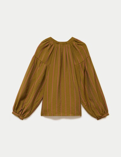 Blouse ample col v rose femme