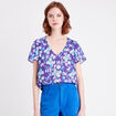 Blouse manches courtes imprimé violet femme