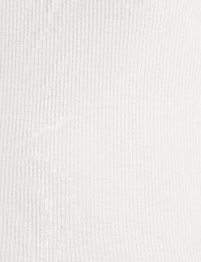 T-shirt manches courtes côtelé ecru femme