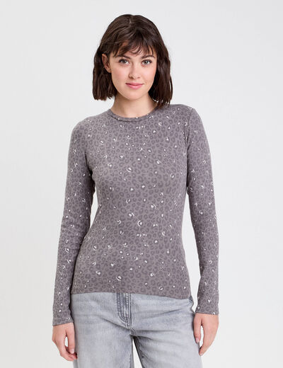 T-shirt manches longues gris foncé femme