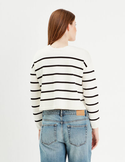 Pull avec petit noeud noir femme