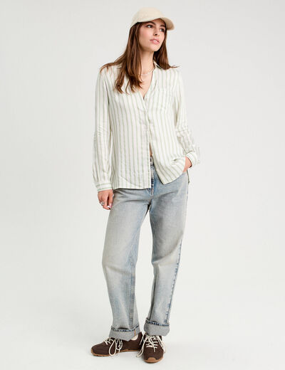 Chemise manches longues vert kaki femme
