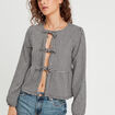 Blouse nouée manches longues blanc femme