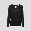 Pull avec col en V noir femme