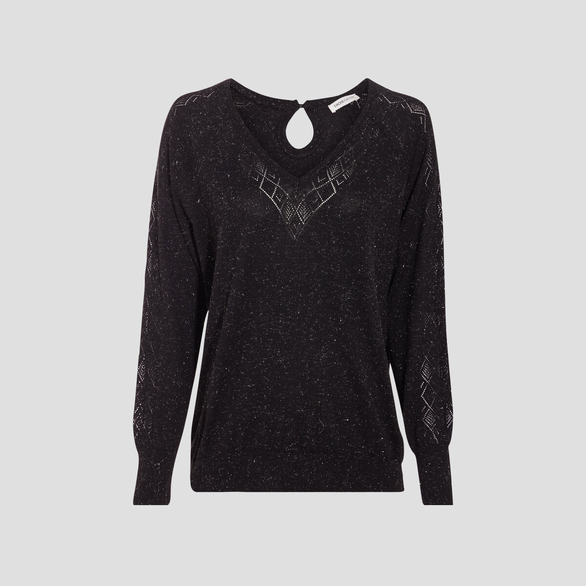 Pull avec col en V noir femme