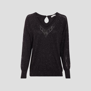 pull avec col en v noir femme Pull avec col en V noir femme