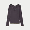 T-shirt manches longues gris fonc&eacute; femme