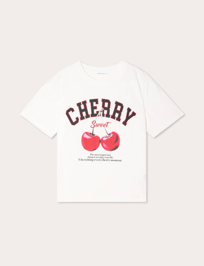 T-shirt manches courtes ecru femme