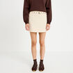 Jupe-short &eacute;vas&eacute;e velours ceinture ecru femme