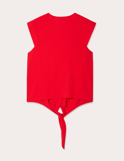 Blouse avec noeud rouge fluo femme