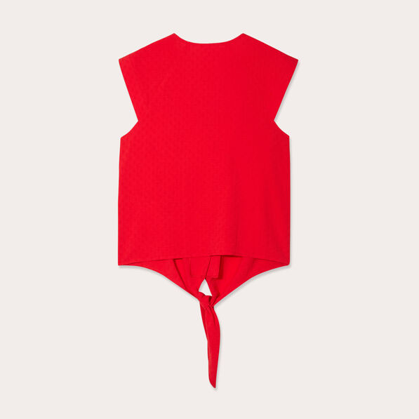 Blouse avec noeud rouge fluo femme